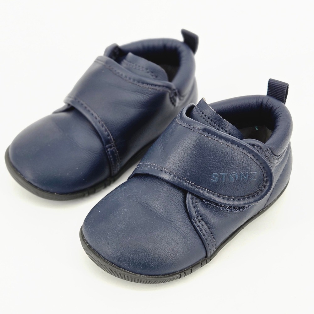 Stonz Cruiser Navy Blue Leather First Walker Baby Toddler Sneakers Shoes Size 7